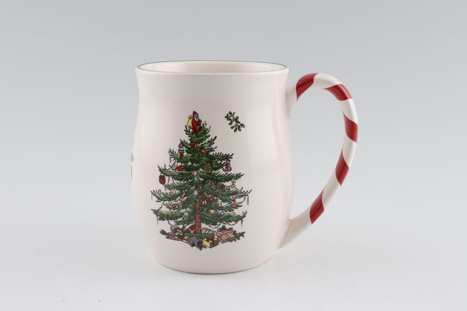 Spode Christmas Tree Mug Peppermint - Candy Stripe Handle 3 1/4" x 4 1/4"