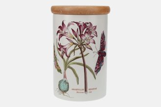 Portmeirion Botanic Garden - Older Backstamps Storage Jar + Lid Amaryllis Reginae- Mexican Lily 7 3/4"