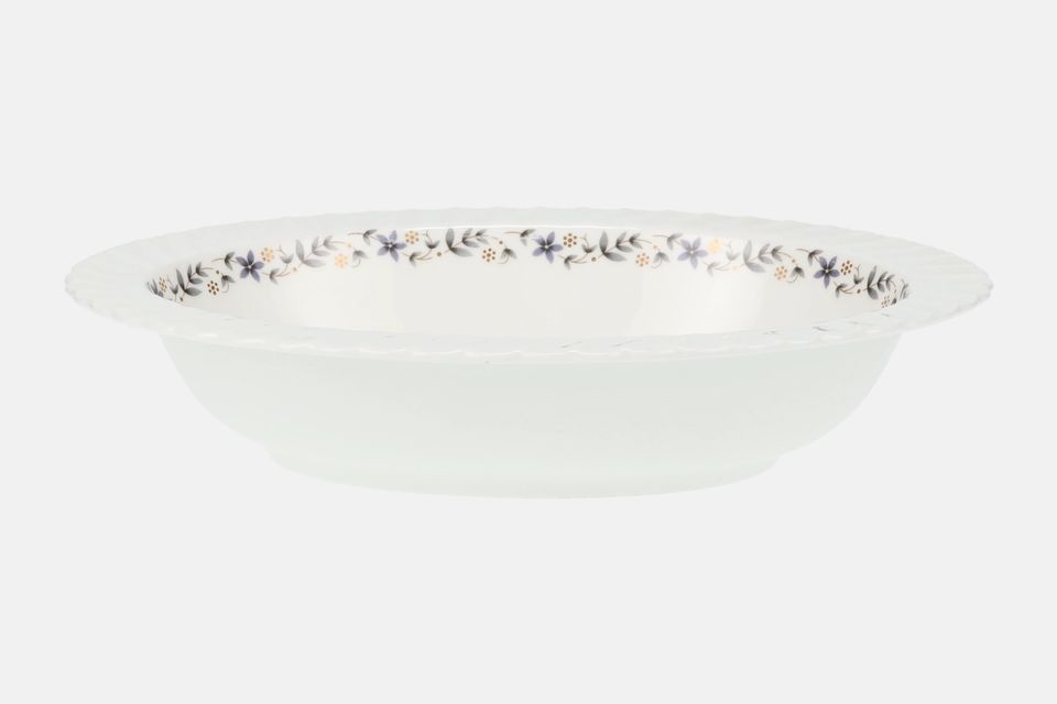 Royal Worcester Petite Fleur - Grey and Gold Vegetable Dish (Open) 10 1/2"