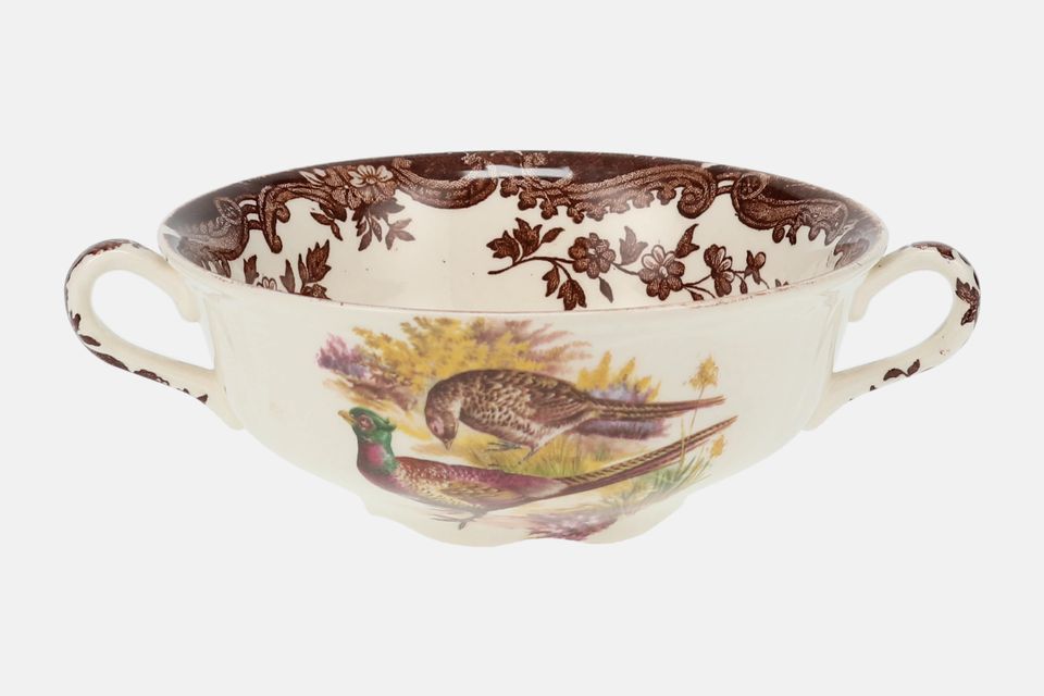 Palissy Game Series - Birds Soup Cup Pheasant and Woodcock, Quail on inside 5" x 2"