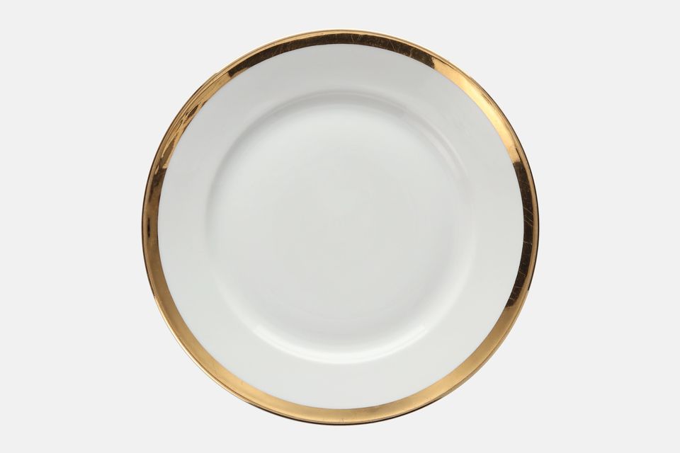 Royal Worcester Gold Lustre Breakfast / Lunch Plate Narrow Gold Band 9 1/4"
