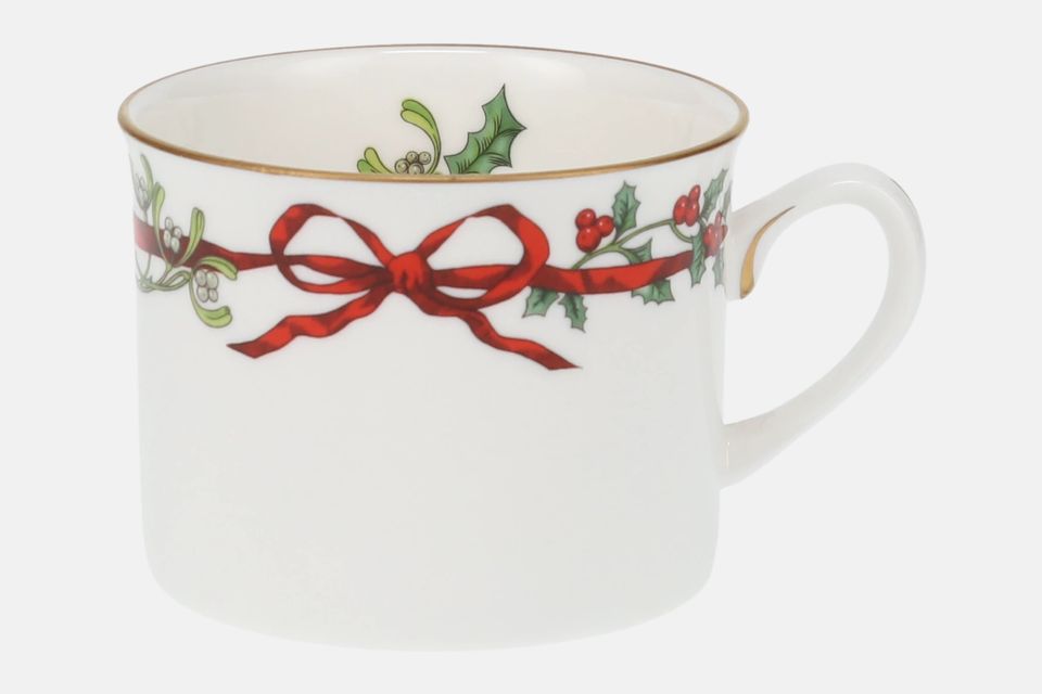 Royal Worcester Holly Ribbons Teacup Straight sided, No middle gold line outside cup 3 1/4" x 2 1/2"
