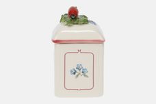 Villeroy & Boch Petite Fleur Spice Jar Charm, Height without lid. Fruit on Lid, Blue flowers 2 1/2" x 2 3/4" thumb 1