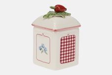 Villeroy & Boch Petite Fleur Spice Jar Charm, Height without lid. Fruit on Lid, Blue flowers 2 1/2" x 2 3/4" thumb 3