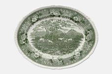 Adams English Scenic - Green Oval Platter Horses 15" thumb 1