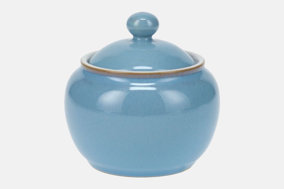 Denby Colonial Blue Sugar Bowl - Lidded (Tea) Rounded shape 3 1/8"