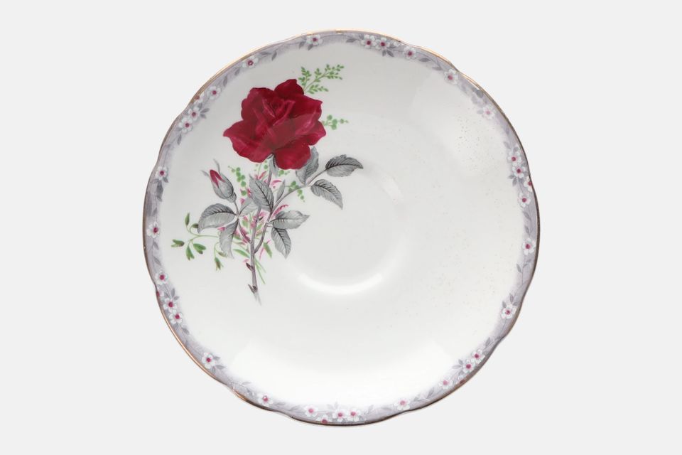 Royal Stafford Roses To Remember - Red Coffee Saucer Scalloped rim 4 7/8"
