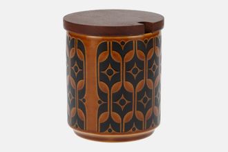 Hornsea Heirloom - Brown Jam Pot + Lid Wooden Lid 3 1/8" x 3 1/2"