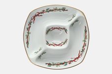 Royal Worcester Holly Ribbons Crudité 3 Sectioned Dish 10 5/8" x 10 5/8" thumb 1
