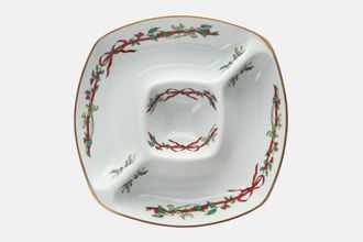 Royal Worcester Holly Ribbons Crudité 3 Sectioned Dish 10 5/8" x 10 5/8"