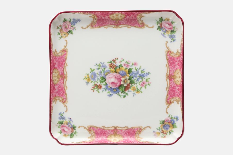 Royal Albert Lady Carlyle Tray (Giftware) Square, red trim 6 7/8"