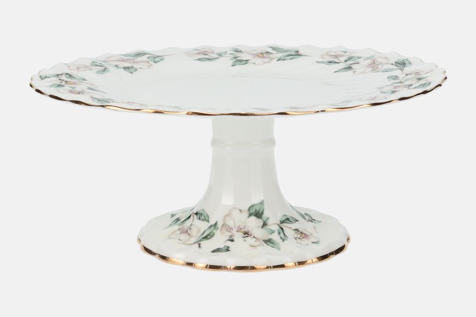 Crown Staffordshire Christmas Roses - Wavy Edge Cake Stand Ceramic Stand 9"