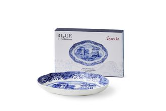 Spode Blue Italian Oval Dish Fluted 21cm