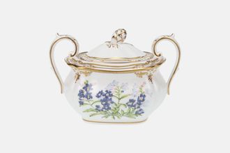 Spode Stafford Flowers - Y8519 Sugar Bowl - Lidded (Tea) Eared , Pentstemon - Polygala 4 3/4" x 3 3/4"
