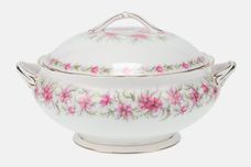 Tuscan & Royal Tuscan Love In The Mist - white background, pink flowers Vegetable Tureen with Lid thumb 1