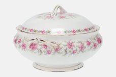 Tuscan & Royal Tuscan Love In The Mist - white background, pink flowers Vegetable Tureen with Lid thumb 2