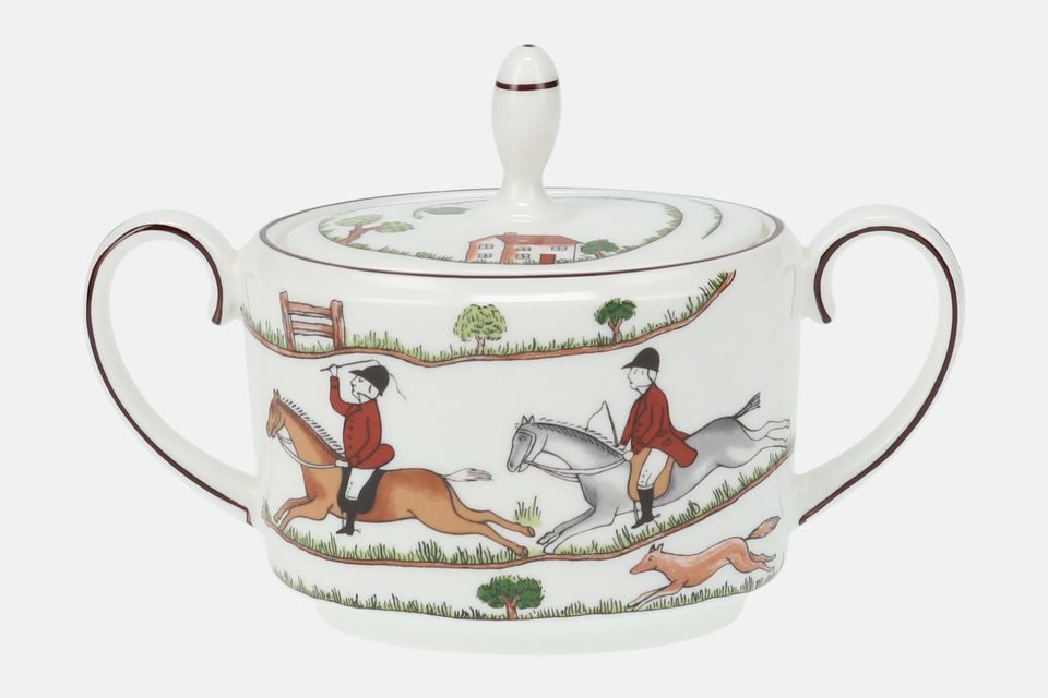 Wedgwood Hunting Scenes Sugar Bowl - Lidded (Tea) Eared 3 5/8"