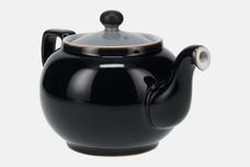 Denby Jet Teapot 1922 shape, black base, grey lid, black knob 2pt thumb 3