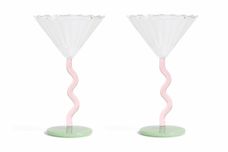 Klevering Glassware Pair of Champagne Saucers Curve | Pink 150ml thumb 1