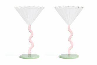 Klevering Glassware Pair of Champagne Saucers Curve | Pink 150ml