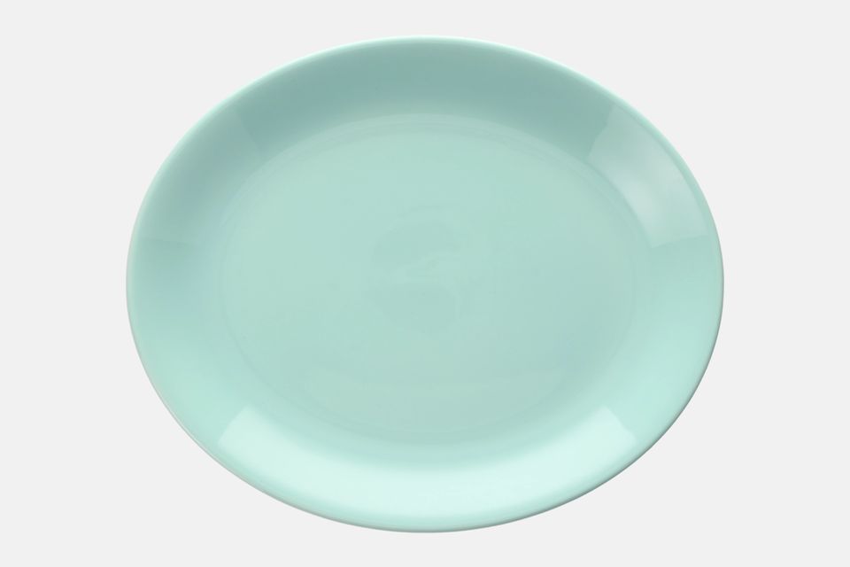 Poole Twintone Seagull and Ice Green Oval Platter High Glaze 12"