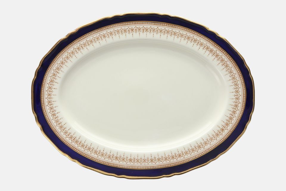 Royal Worcester Regency - Blue - Cream China Oval Platter 13 1/2"