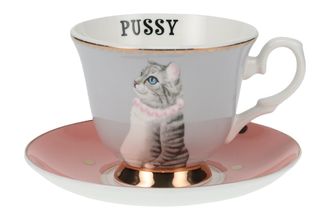 Yvonne Ellen Animal Teacup & Saucer Pussy Cat