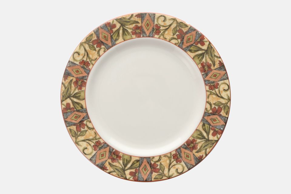 Royal Doulton Cinnabar - T.C.1217 Breakfast / Lunch Plate Rim has diamond and flower pattern 9"