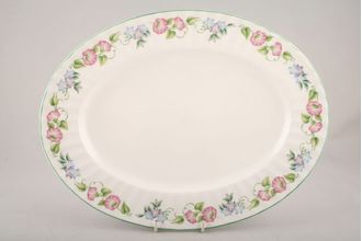 Royal Worcester English Garden - Ribbed - Green Edge Oval Platter 13 1/2"