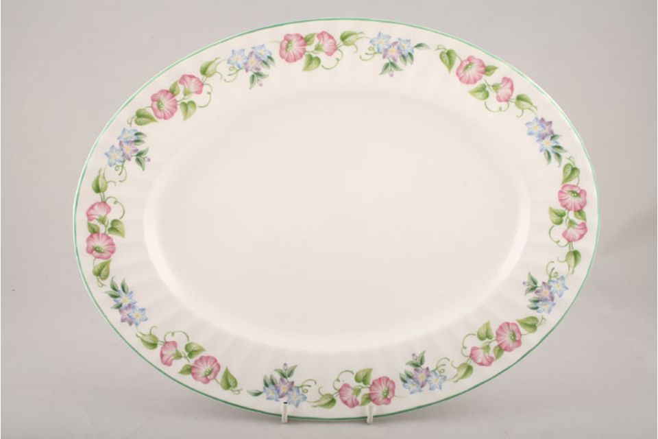 Royal Worcester English Garden - Ribbed - Green Edge Oval Platter 13 1/2"