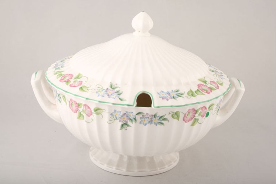 Royal Worcester English Garden - Ribbed - Green Edge Soup Tureen + Lid