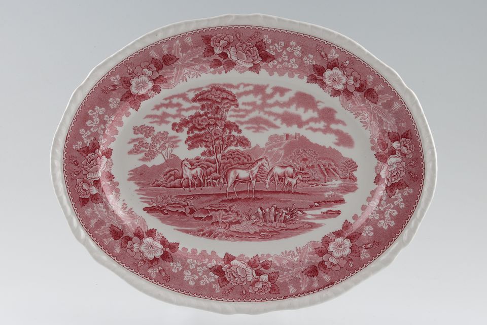 Adams English Scenic - Pink Oval Platter 13"