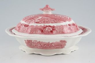Adams English Scenic - Pink Vegetable Tureen with Lid