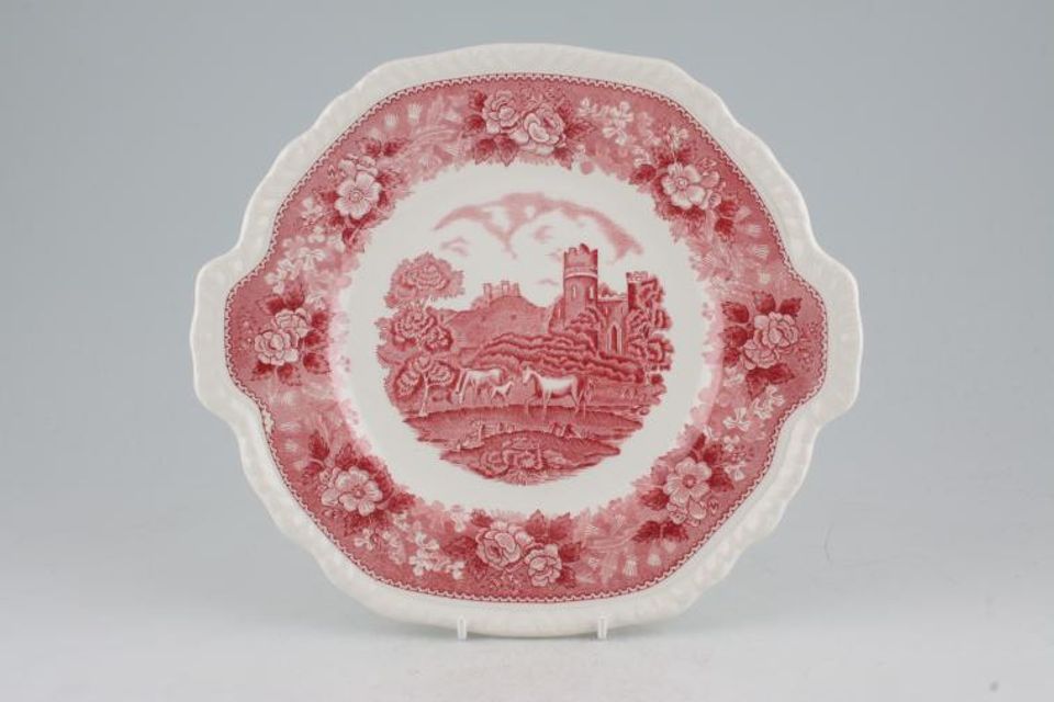 Adams English Scenic - Pink Cake Plate square 10 1/4"