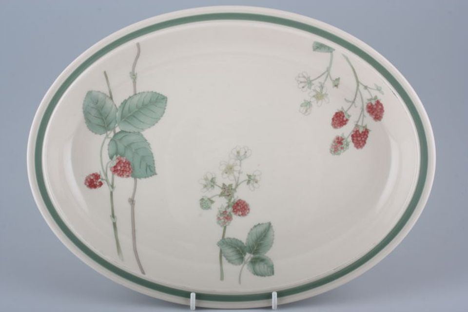 Wedgwood Raspberry Cane - Granada Shape Oval Platter 13 5/8"
