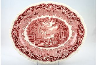 Masons Vista - Pink Oval Platter 13 1/2"