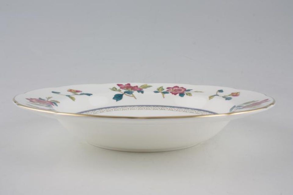 Wedgwood Chinese Flowers Rimmed Bowl Gold Edge 8"
