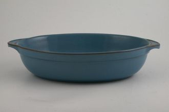 Denby Colonial Blue Roaster oval - all blue (handled) 12 3/4"