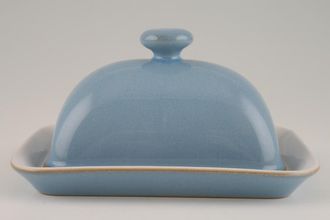 Denby Colonial Blue Butter Dish + Lid Domed lid - knob handle