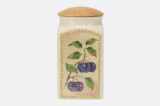 Marks & Spencer Wild Fruits Storage Jar + Lid Size represents height. Wooden Lid. Pattern On One Side Only - Plum 7" thumb 1
