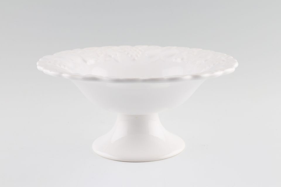 Marks & Spencer White Embossed Footed Bowl Footed Dessert/Comport 7 1/2" x 3 1/2"