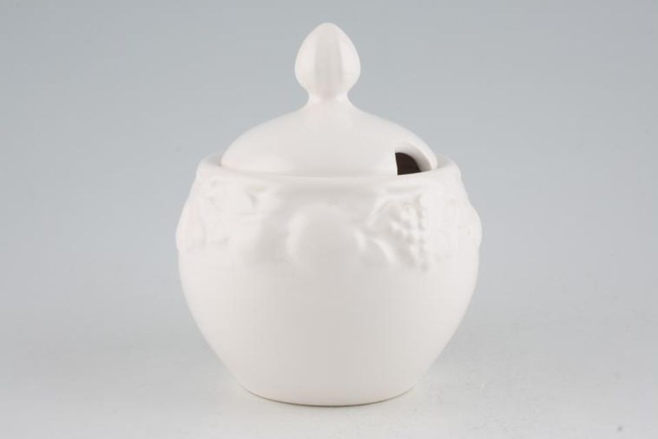 Marks & Spencer White Embossed Sugar Bowl - Lidded (Tea)