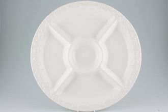 Sell Marks & Spencer White Embossed Hor's d'oeuvres Dish 5 Compartments[sauce dip round tray] 14 5/8"