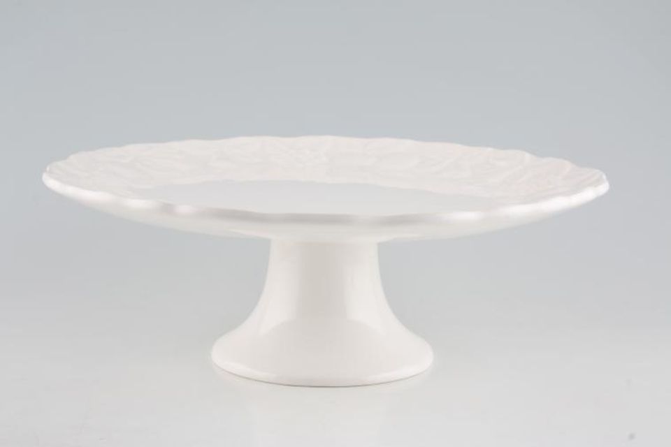 Marks & Spencer White Embossed Cake Plate Footed 11 1/2" x 4"