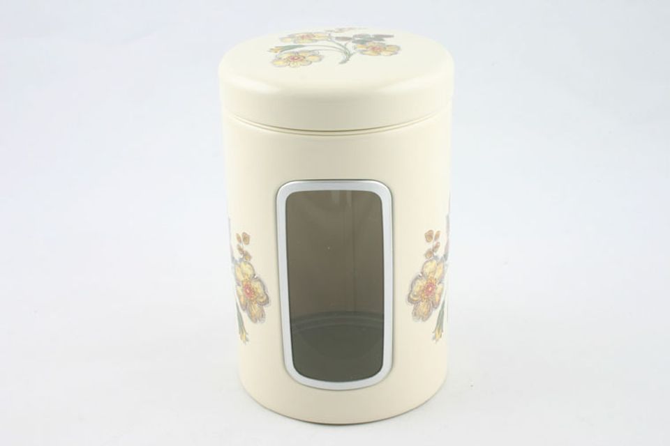Marks & Spencer Autumn Leaves Storage Jar + Lid tin with window 6 1/4"
