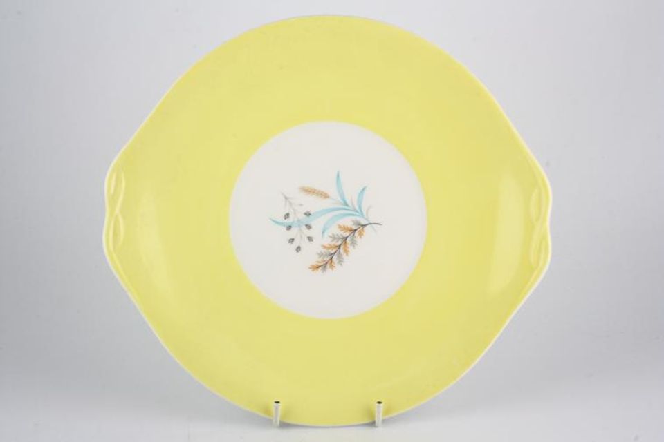 Queen Anne Glade Cake Plate Yellow 10"