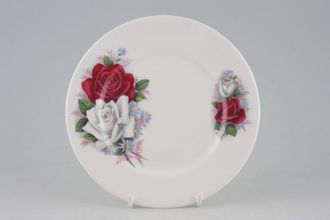 Queen Anne White China with Red and White Roses Tea / Side Plate 6 3/8"