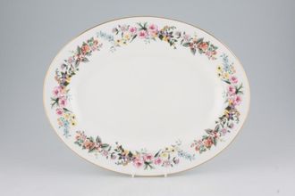 Sell Wedgwood Downland - Gold Edge - Floral Oval Platter 13 3/4"