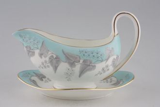Wedgwood Buxton - Gold Edge Sauce Boat and Stand Fixed