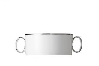 Thomas Medaillon Platinum Band - White with Thin Silver Line Soup Cup 2 handles